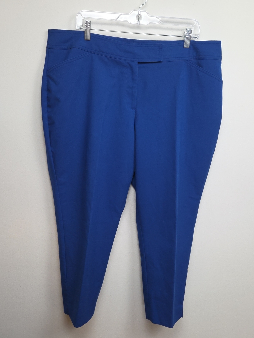 Talbots Heritage Cobalt Blue Womens Stretch Ponte Slim Ankle Dress Pants Plus 18